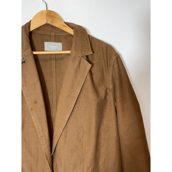 Everlane Organic Cotton Relaxed Oversized Blazer Jacket Brown Large L Womens - Picture 2 of 8